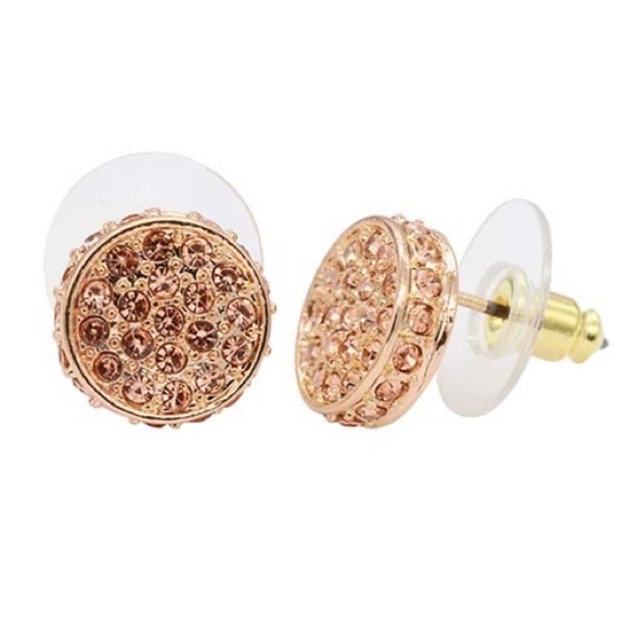 💕💕Rose Gold Plated Peach Crystal Earring - Picture 4 of 4